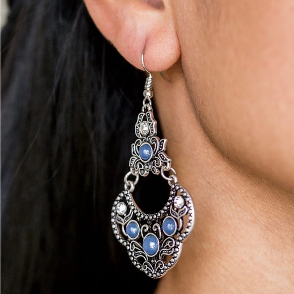 3 for $15 Paparazzi brand new bohemian western blue jewel bedazzled dangle - Picture 2 of 5